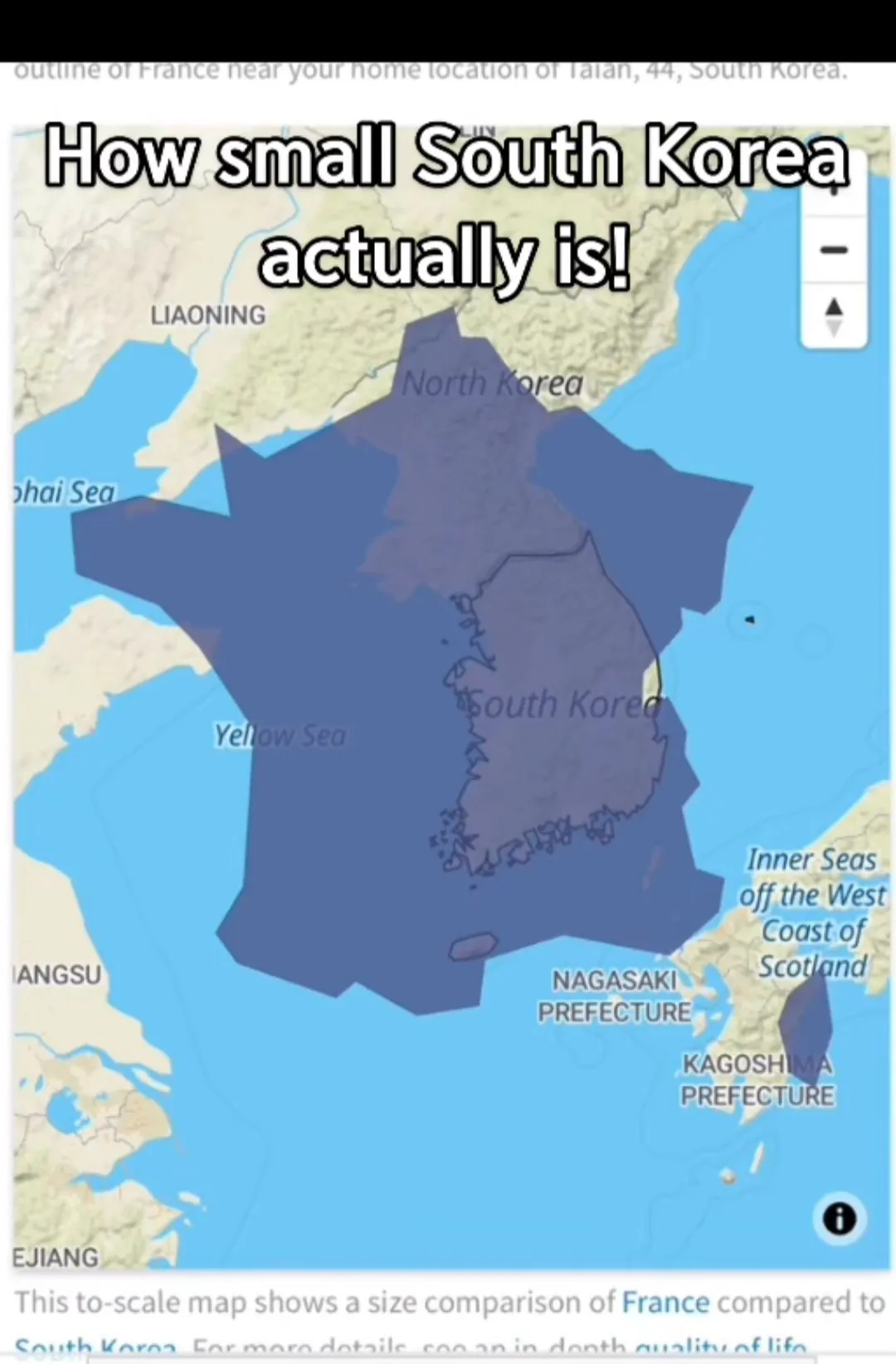 한국 크기를 알게된 미국인들